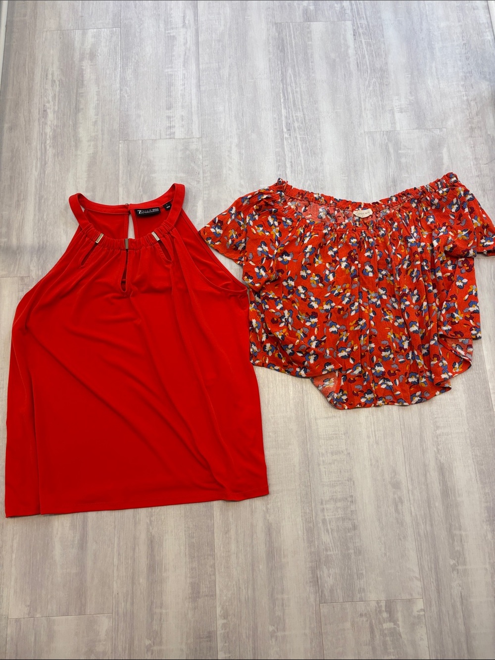 7th Avenue Design Studio Red Halter Neck & Sophie Rue Off the Shoulder Crop Top